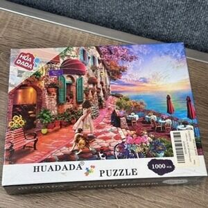Jigsaw Puzzle HUADADA Morning Blossom 1000 Pieces Coastal Scene Sunset Village